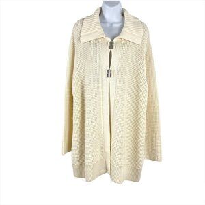 Chico's Cardigan Sweater Acrylic Wool Ivory Cream Women's Size‎ 4